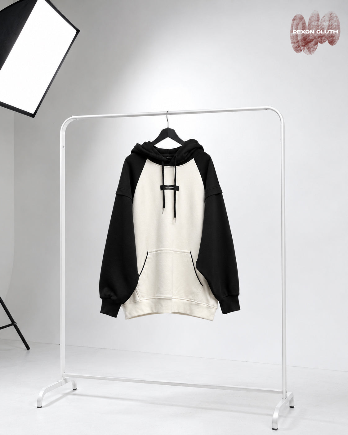 Epitome Black & Cream Colorblock Oversized Hoodie – Premium Graphic Hoodie.