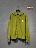 Olive Green Textured Zip-Up Hoodie Jacket