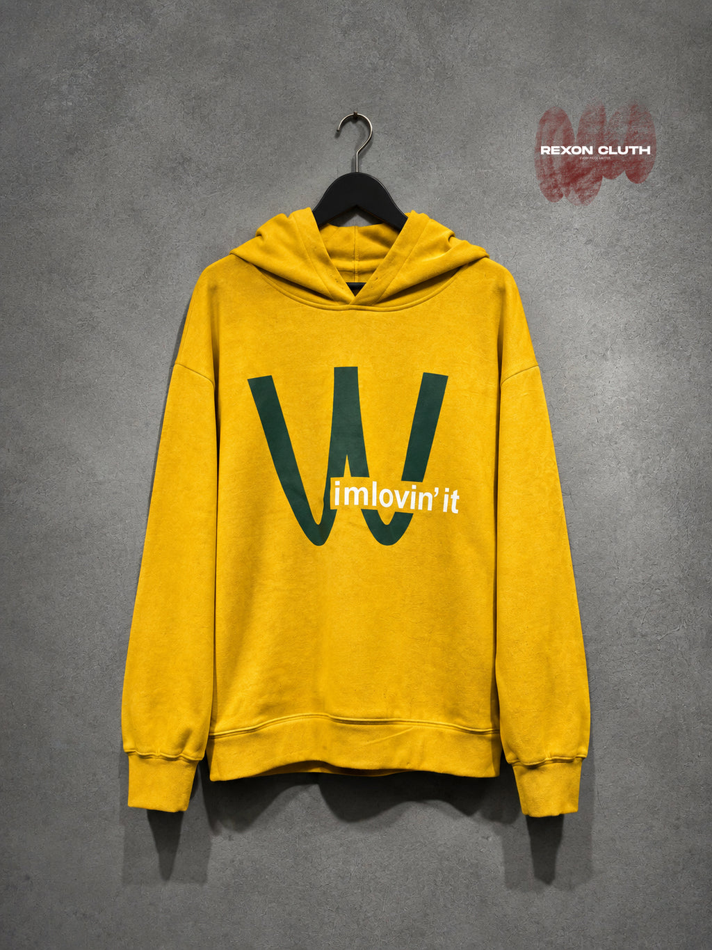 Golden Yellow “I’m Lovin’ It” Graphic Pullover Hoodie