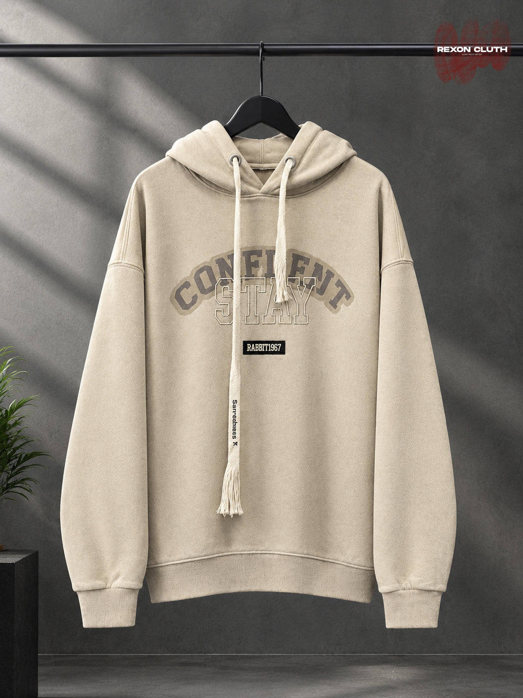 Vintage Cream “College Stay” Graphic Pullover Hoodie