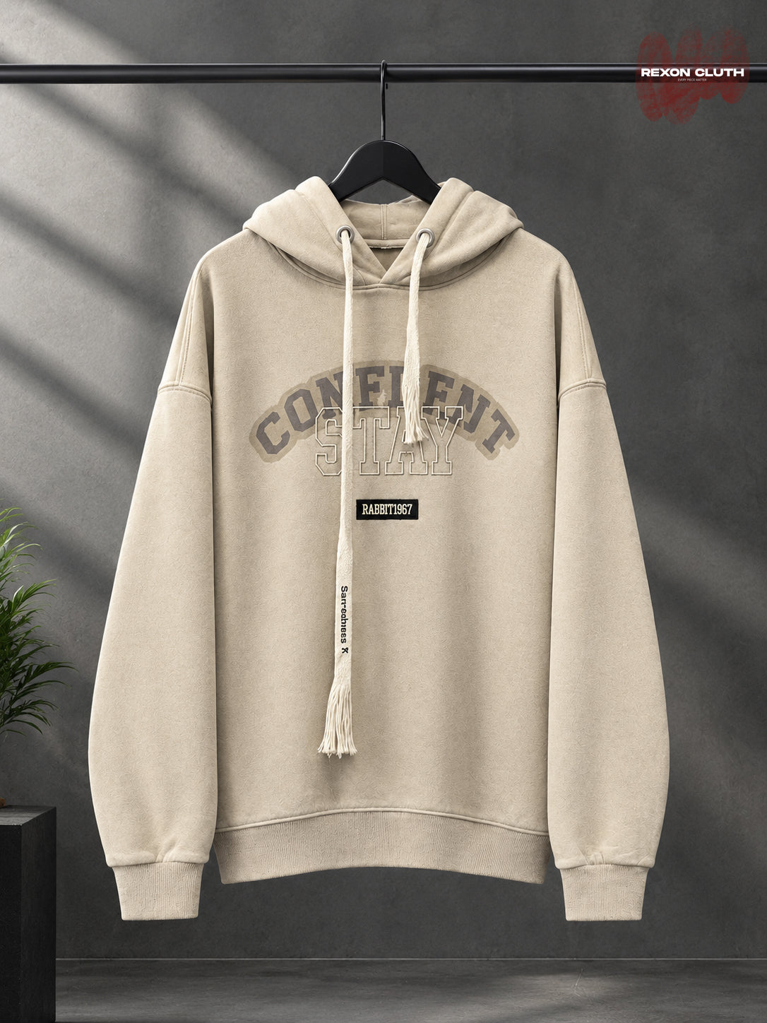Vintage Cream “College Stay” Graphic Pullover Hoodie