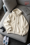 Cloud Luxe Cream Zip-Up Hoodie – Premium Minimalist Oversized Hoddie.