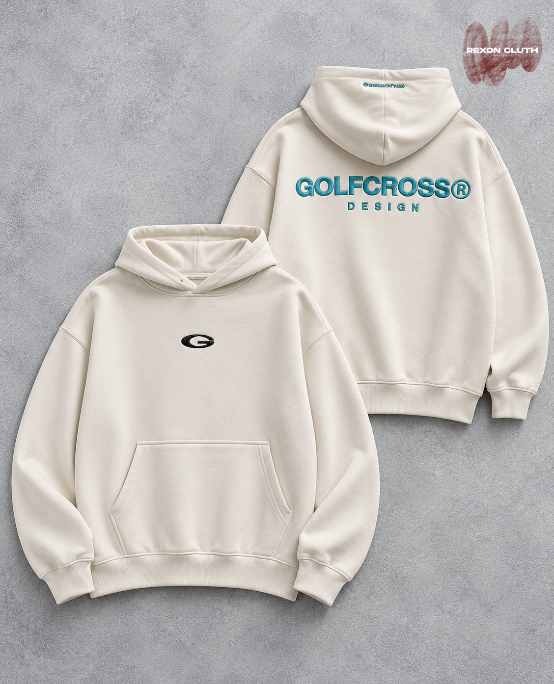 Minimal Cream Signature Logo Pullover Hoodie