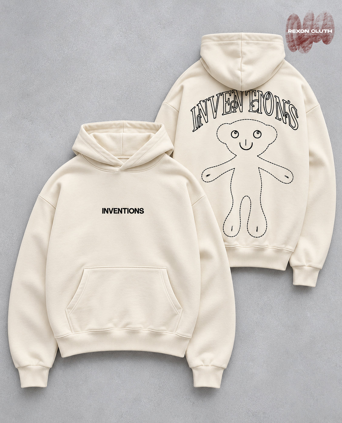 Inventions White Hoodie – Artistic Graphic Oversized Streetwear