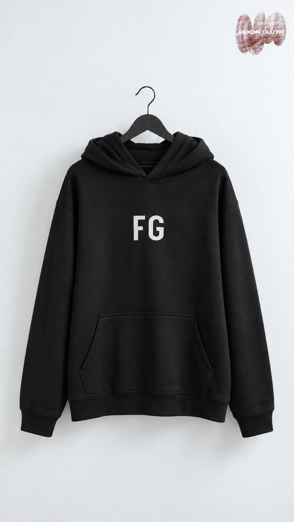 Classic Black FG Logo Hoodie – Minimalist Premium Hoodie.