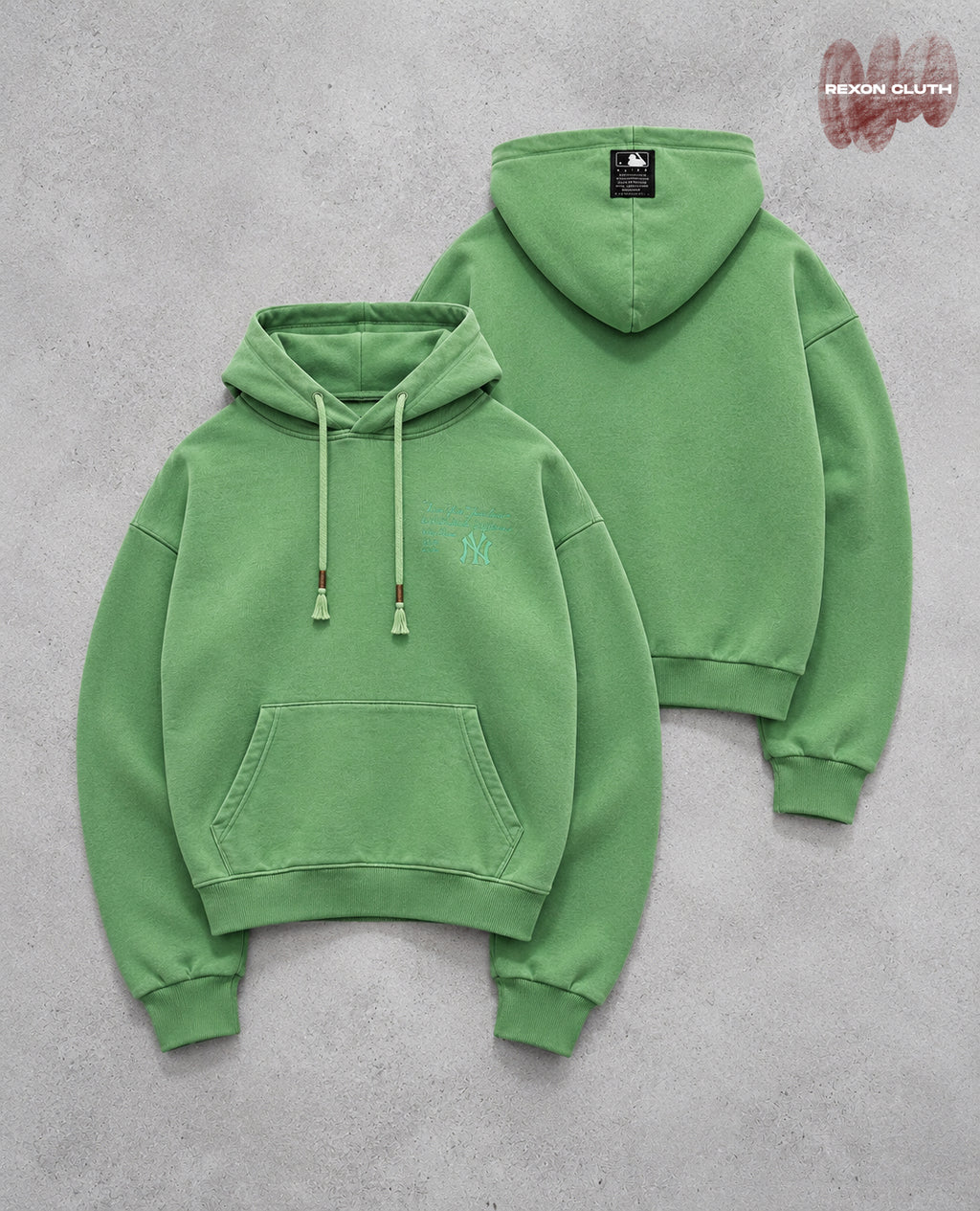 Fresh Mint Green Oversized Streetwear Hoodie – Minimalist Signature Edition