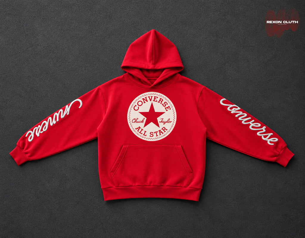 Classic Red All-Star Oversized Streetwear Hoodie