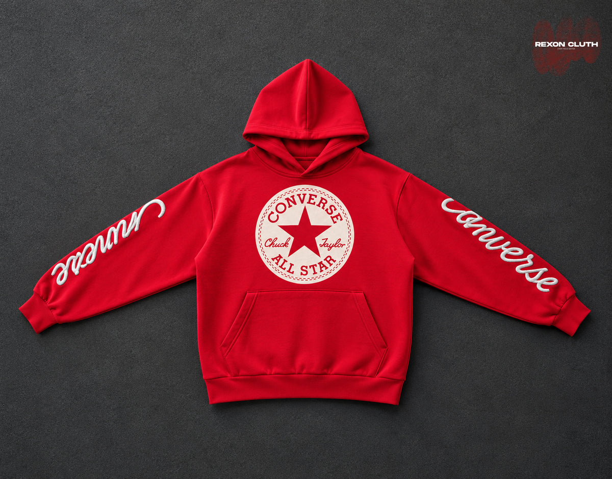 Classic Red All-Star Oversized Streetwear Hoodie