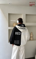Monochrome Rebel Black & Cream Oversized Two Cap Hoodie – 3D Embroidered Graphic Hoodie.