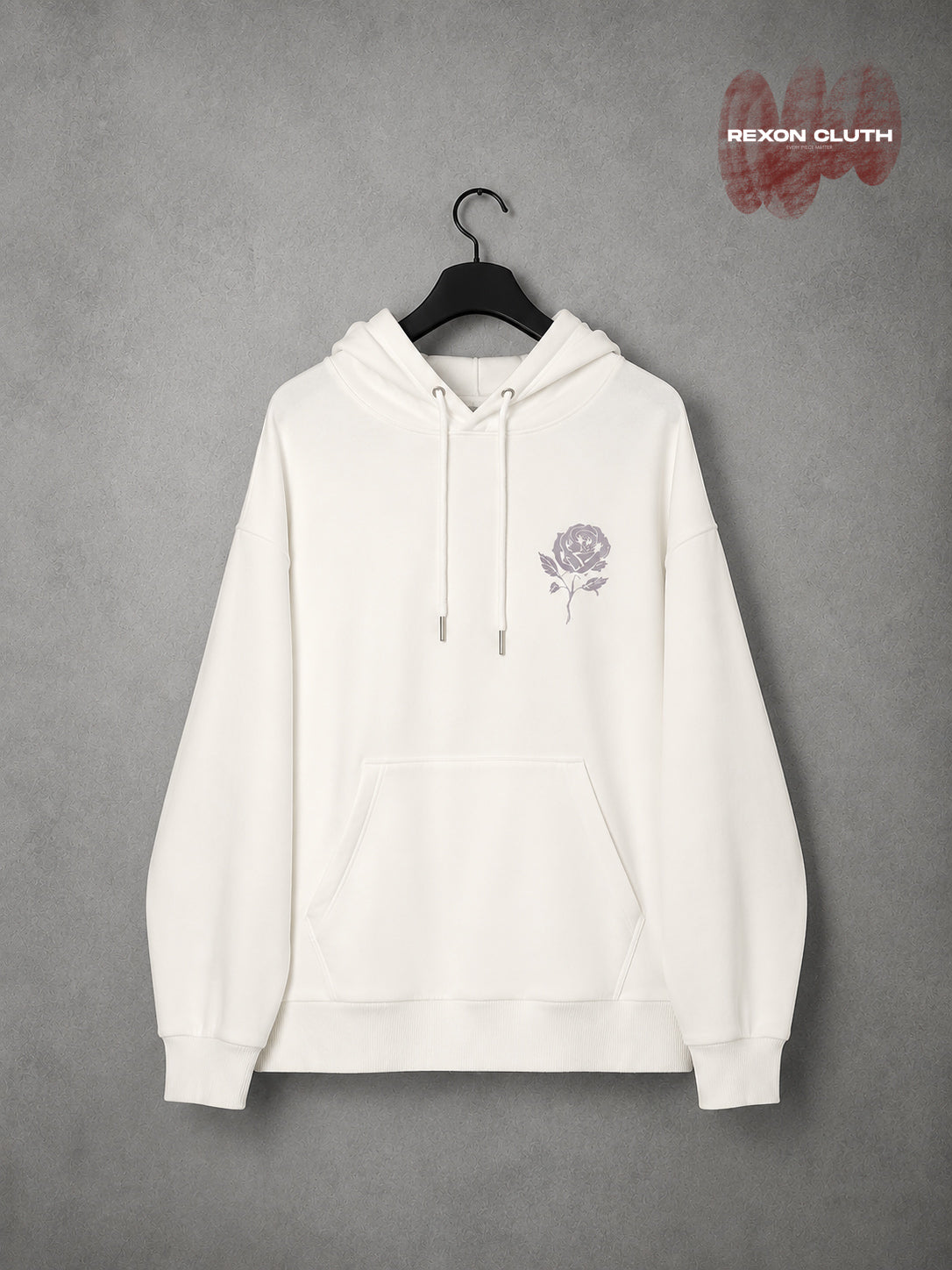 Off-White Floral Rose Graphic Pullover Hoodie