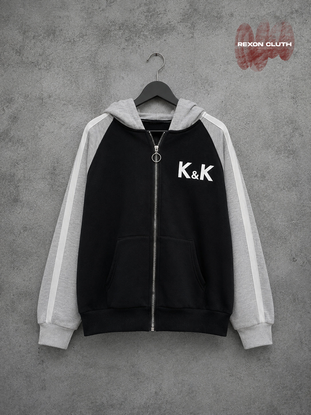 Black & Grey Zip-Up Hoodie