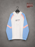 White Pastel Colorblock Raglan Pullover Hoodie
