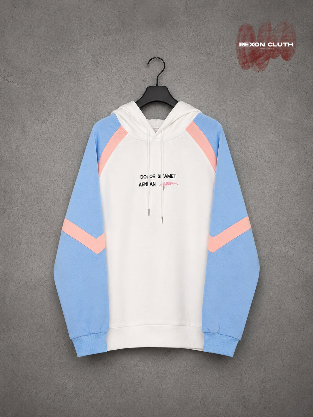White Pastel Colorblock Raglan Pullover Hoodie